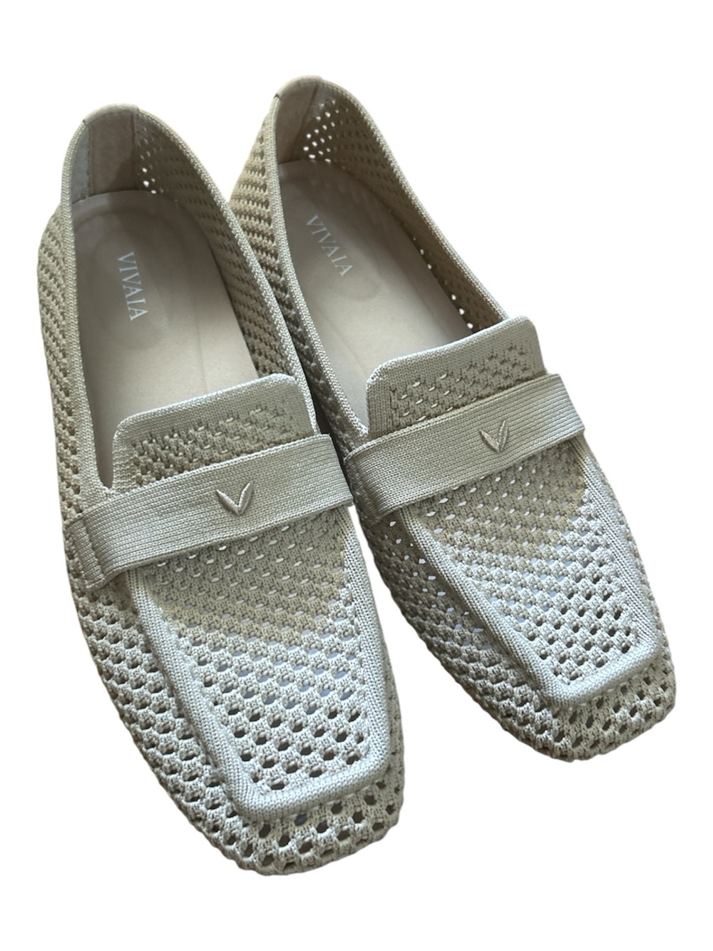 VIVAIA Silvie Square-Toe Icon Mesh Loafers Pale Apricot Size 38 (US 7.5)